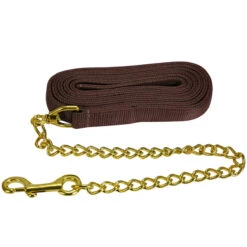Jacks Lead Flat Nylon With 24 Inch Solid Brass Chain -Lemie Horse Care Shop 1140 c1109