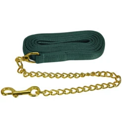 Jacks Lead Flat Nylon With 24 Inch Solid Brass Chain -Lemie Horse Care Shop 1140 c1129