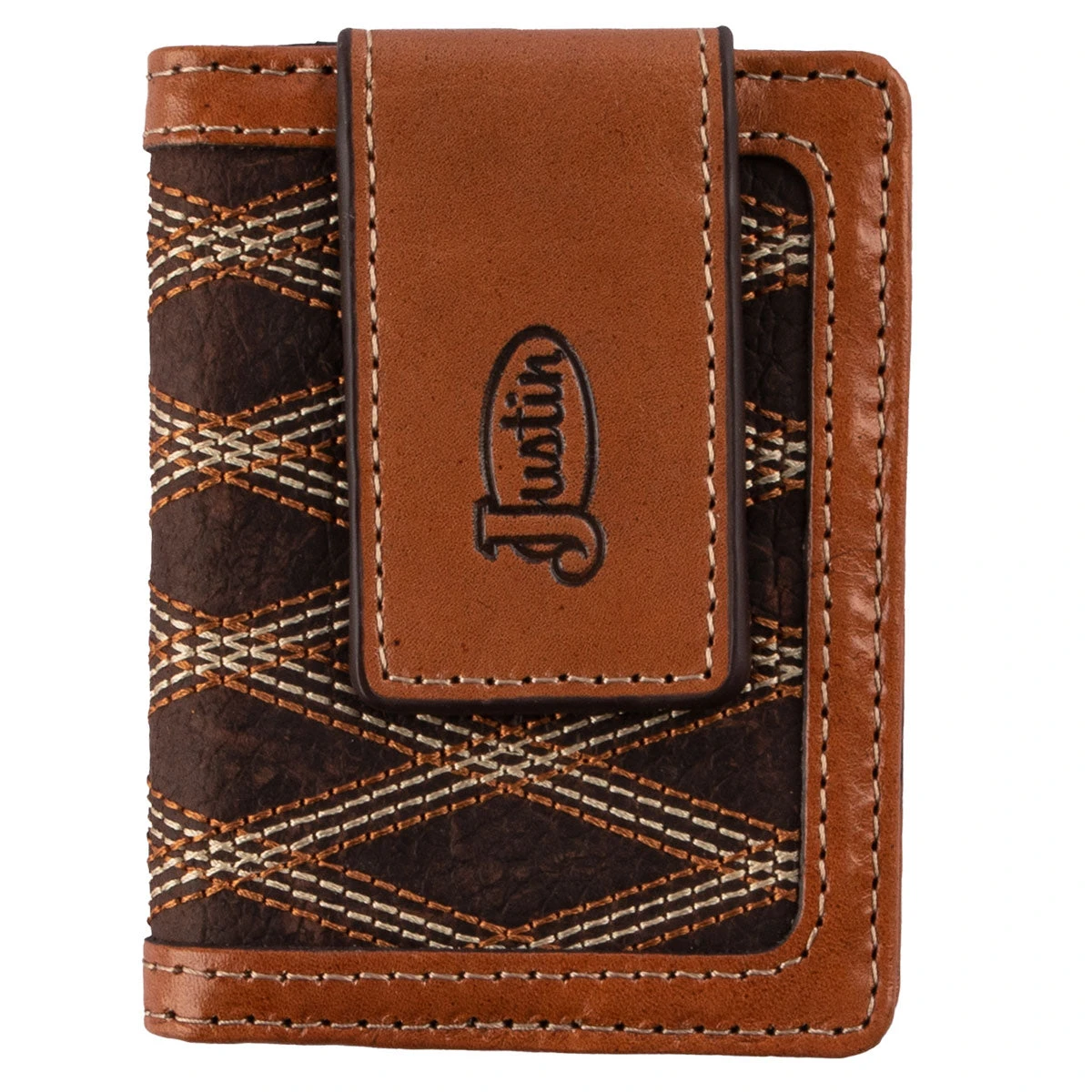 Justin Bifold Card Mens Wallet - Crisscross Stitch 3 Justin Bifold Card Mens Wallet - Crisscross Stitch