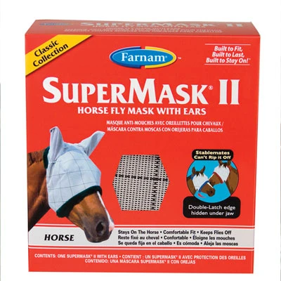 Farnam Supermask II Classic Fly Mask With Ears - Horse 4 Farnam Supermask II Classic Fly Mask With Ears - Horse - Image 2