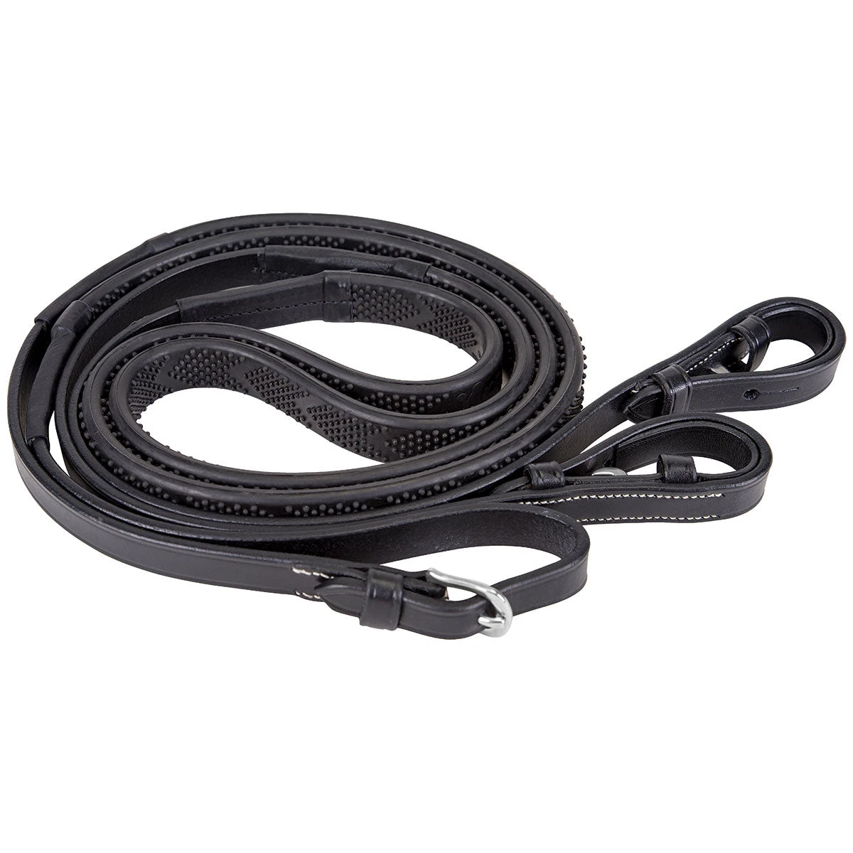 M Toulouse Platinum Raised Leather Rubber Reins 3 M Toulouse Platinum Raised Leather Rubber Reins