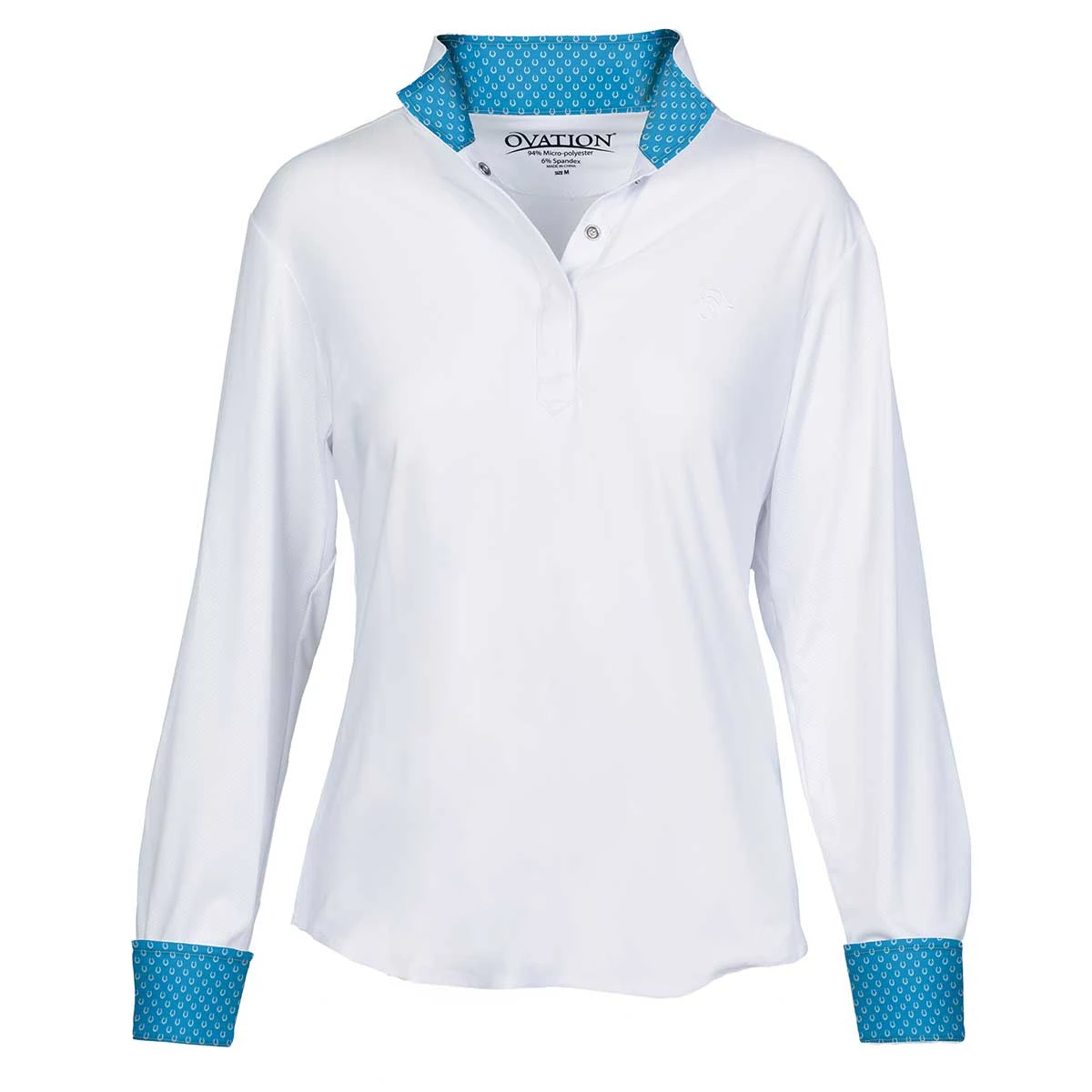 Ovation Jorden Tech Ladies Show Shirt - Blue Horseshoe 3 Ovation Jorden Tech Ladies Show Shirt - Blue Horseshoe