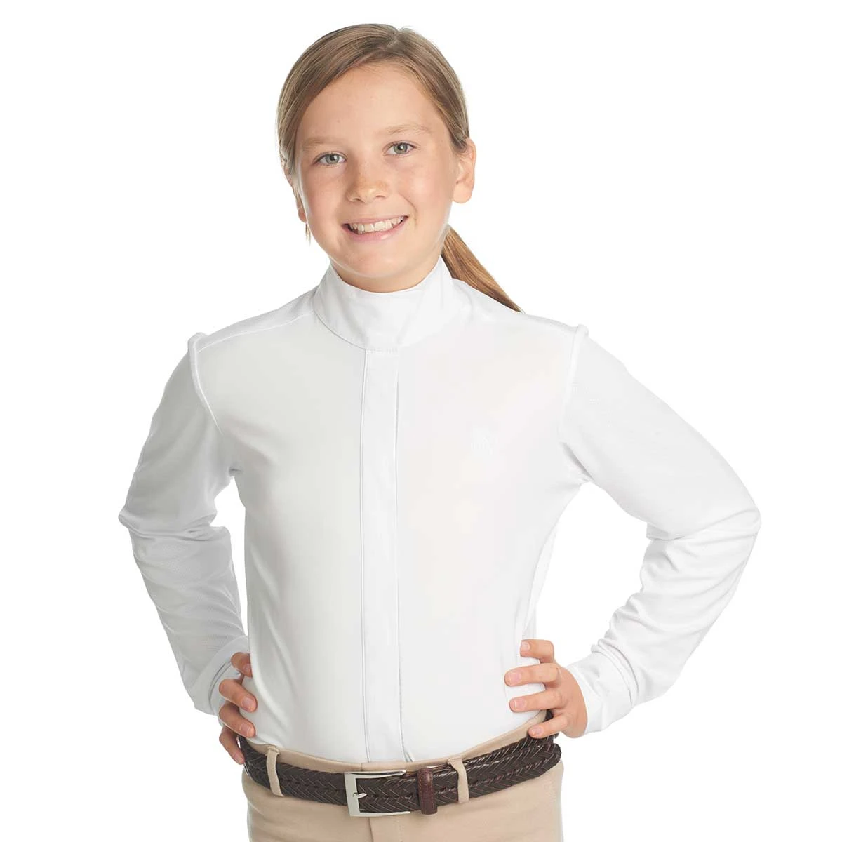 Ovation Kids Ellie Tech Show Shirt - Blue Horseshoe 3 Ovation Kids Ellie Tech Show Shirt - Blue Horseshoe