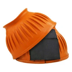 Bell Boots Rubber Ribbed With EZ Pull Fasteners -Lemie Horse Care Shop 8838b orange