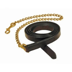 Leather Lead With 30 Inch Brass Chain 7 Leather Lead With 30 Inch Brass Chain -Lemie Horse Care Shop 9611 c1109