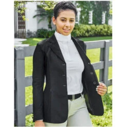 RJ Classics Melody Mesh Ladies Show Coat - Black -Lemie Horse Care Shop ml2010 c1105 alt3